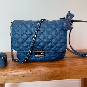 MZ Wallace Navy Quilted Crossbody Bag
